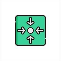 A green square with arrows pointing in different directions vector