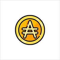 A yellow coin with the letter a on it vector