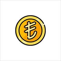 A yellow coin with the symbol of a currency vector