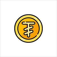 A yellow coin with a symbol of a t on it vector