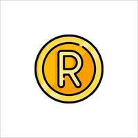 A yellow coin with the letter r on it vector