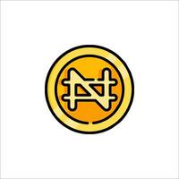 A yellow coin with the number n on it vector