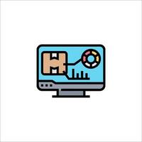 A computer monitor with a mouse and a pen vector