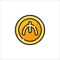 A yellow coin with a power symbol on it vector