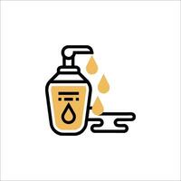 A bottle of soap with a drop of liquid on it vector