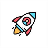 A rocket ship icon with a man inside vector