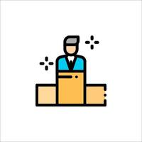 A man in a suit standing on a podium with a box vector