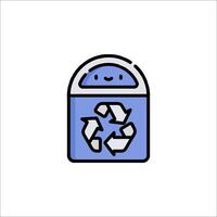 A recycle bin icon with a smiley face vector