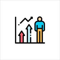 Business man with arrow and graph icon vector