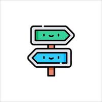 Two arrows pointing in different directions with a smiley face vector