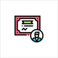 A certificate icon with a person in front of it vector