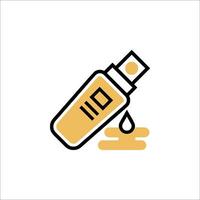 A bottle of perfume with a drop of liquid on it vector