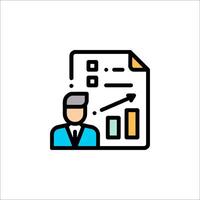 A man with a business card and a chart on a paper vector