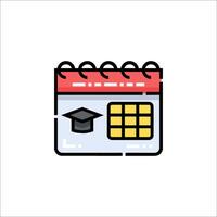 Calendar icon with graduation cap and graduation hat vector