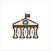 A building with columns and a flag on top vector