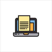A laptop with a document on it vector