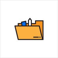 A folder icon with a pencil and paper inside vector