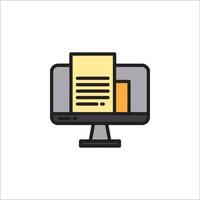 A computer monitor with a document on it vector