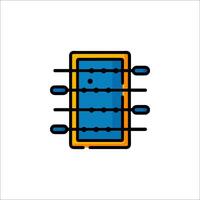 A blue and orange computer with a keyboard vector