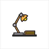 A lamp and book on a desk icon vector