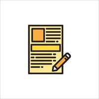 A document with a pencil and a paper vector