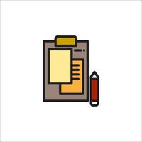 Clipboard with a pen and paper icon vector