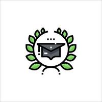 A green laurel wreath with a graduation cap vector
