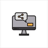 A computer monitor with a speech bubble icon vector