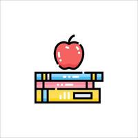 An apple on top of a stack of books vector