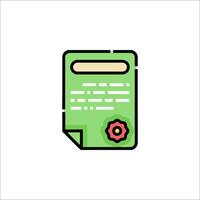 A green document with a red flower on it vector