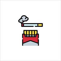 A cigarette is burning in a box with a cigarette lighter vector