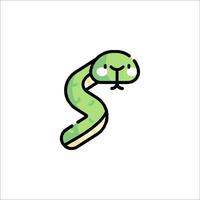 A cartoon snake with a green face and eyes vector