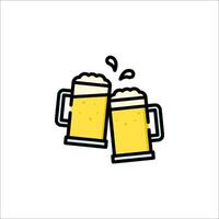 Two mugs of beer are toasting on a white background vector