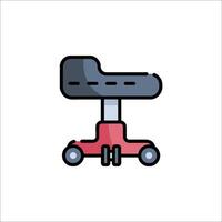 A red and black stool with wheels on it vector