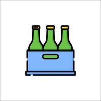 Beer bottles in a box icon vector
