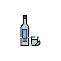 A bottle of vodka and a glass of water vector