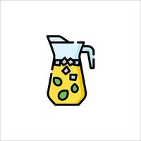 A pitcher of lemonade with a lemon slice on top vector