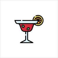 A cocktail with a slice of lemon and a slice of tomato vector