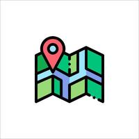 A map icon with a pin pointing to it vector