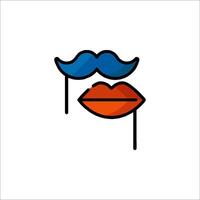 Two lips with a mustache and mustache on them vector