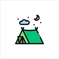 A tent with a moon and clouds vector