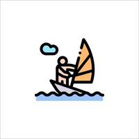 A man is sailing on a boat with a sail vector