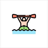 A man in a kayak holding a paddle vector