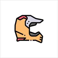 A helmet icon with a red and orange color vector
