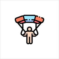 A man with a parachute icon vector