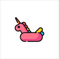 A pink unicorn float with a rainbow on it vector