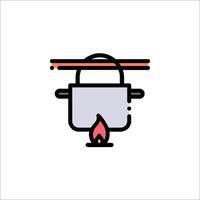 A cooking pot with a flame on top of it vector