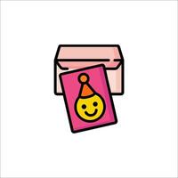 A smiley face with a birthday card in the envelope vector