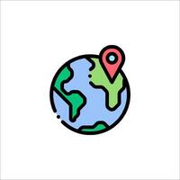 A globe with a pin on it and a location marker vector
