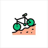 A bicycle is on a hill in a line drawing vector
